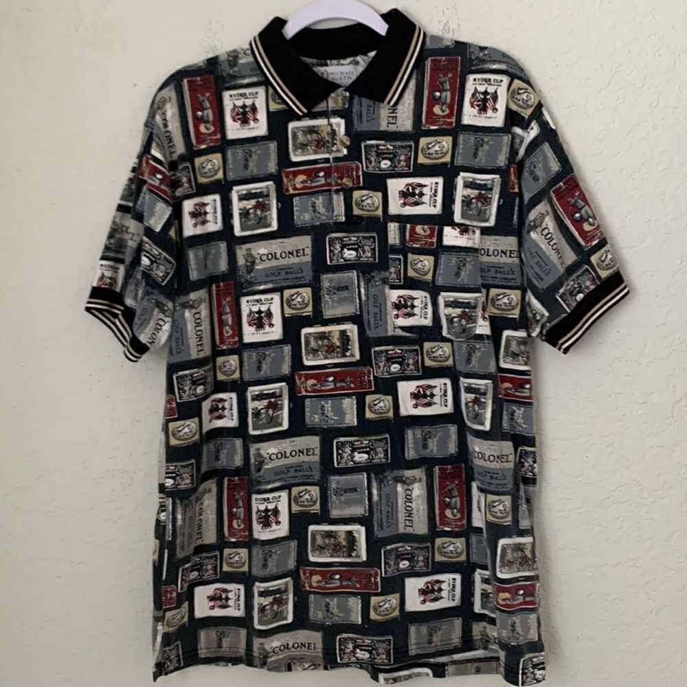 Michael Austin Vintage Short Sleeve Polo Men’s Shirt Size L